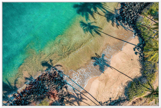 Another Day In Paradise - Living Moments Media - 3500-5500, 800-3500, aerial, beach, Best Moments, Best Sellers, Best Wall Artwork, blue, Coast, Cove, green, Hawaii, horizontal, Island, kihei, maui, Maui Hawaii Fine Art Photography, Maui Hawaii Wall Art, ocean, open-edition, over-5500, Palm Trees, palm-tree, rocks, sand, size-16x-24, size-24-x-36, size-40-x-60, spinimages=1, teal, trail, Trees, Water, waves, White, yellow