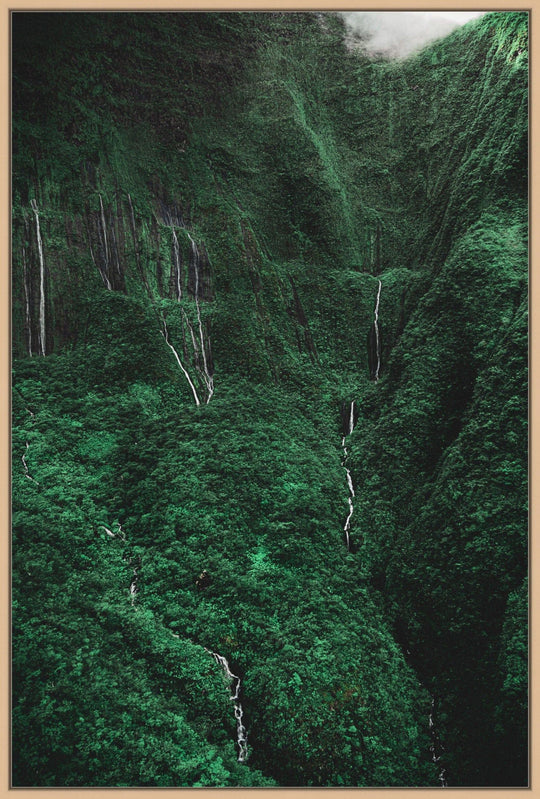Cascading Tears | Valley of Tears Unveiled - Living Moments Media - 3500-5500, 800-3500, Acrylic, aerial, Artwork, Best Moments, Best Sellers, Best Wall Artwork, black, Canvas, clouds, green, Hawaii, Helicopter, Island, maui, Maui Hawaii Fine Art Photography, Maui Hawaii Wall Art, Metal, Moody, Mountains, New Moments, open-edition, over-5500, Prints, rocks, size-16-x-24, size-24-x-36, size-40-x-60, Trees, vertical, Visual Artwork, Waihee, Water, Waterfalls, White
