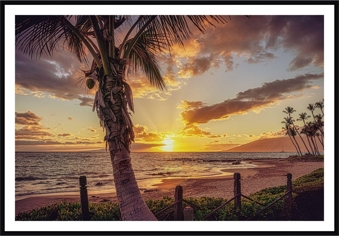 Golden Rays - Living Moments Media - 3500-5500, 800-3500, beach, Best Moments, Best Sellers, Best Wall Artwork, clouds, Hawaii, horizontal, Island, kihei, maui, Maui Hawaii Fine Art Photography, Maui Hawaii Wall Art, ocean, open-edition, orange, over-5500, sand, size-16x-24, size-24-x-36, size-40-x-60, Sunset, waves, yellow