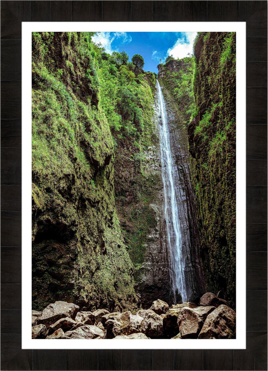 Hawaiian Heights - Living Moments Media - 3500-5500, 800-3500, Best Wall Artwork, forest, hana, Hawaii, Maui Hawaii Fine Art Photography, Maui Hawaii Wall Art, open-edition, over-5500, size-16x-24, size-24-x-36, size-40-x-60, trail, vertical, Water, Waterfalls
