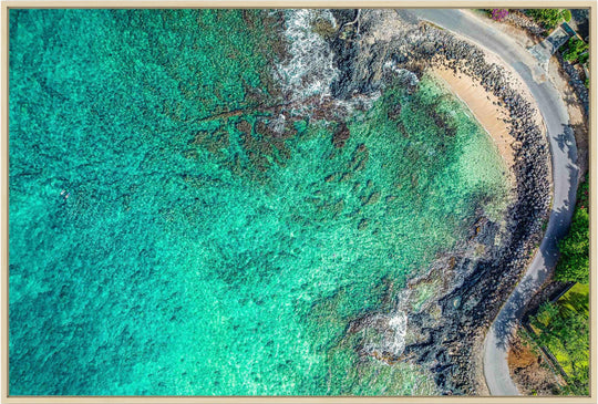 Hidden Gem - Living Moments Media - 3500-5500, 800-3500, beach, Best Moments, Best Sellers, Best Wall Artwork, black, blue, Cove, green, Hawaii, horizontal, Island, makena, maui, Maui Hawaii Fine Art Photography, Maui Hawaii Wall Art, new arrivals, New Moments, ocean, open-edition, over-5500, Reef, rocks, sand, size-16x-24, size-24-x-36, size-40-x-60, teal, waves