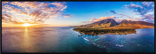 Olowalu Vibes - Living Moments Media - 3500-5500, 800-3500, aerial, beach, Best Moments, Best Sellers, Best Wall Artwork, black, blue, clouds, Coast, Cove, green, Hawaii, Island, maui, Maui Hawaii Fine Art Photography, Maui Hawaii Wall Art, ocean, olowalu, open-edition, orange, over-5500, panoramic, Reef, rocks, size-20-x-60, size-30-x-90, Water, waves, yellow